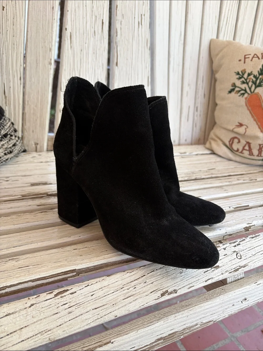 Steve Madden Black Suede Block Heel Ankle Booties